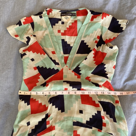 **SOLD** Blue, green, red pattern silk dress - Picture 8 of 8